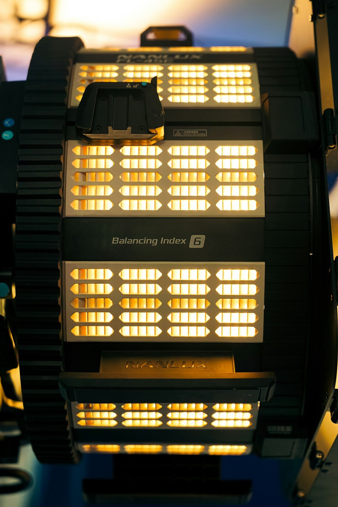 LED studio light fixture close up