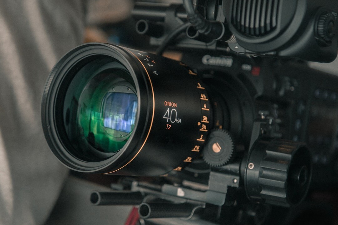 Professional broadcast camera lens close up